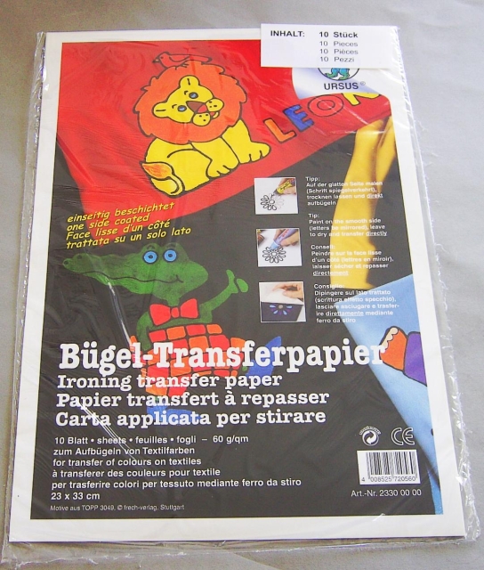 URSUS Bügel-Transferpapier 10 Blatt 23 x 33 cm