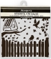Preview: Stamperia Thick Stencil Schablone 18 x 18 cm House of Roses Fence and Birds
