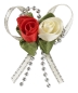 Preview: Satin-Rosen mit Band rot-creme ca. 3 cm