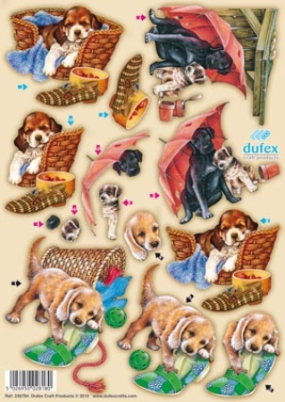 Dufex 3 D Stanzbogen Spielende Hundebabies