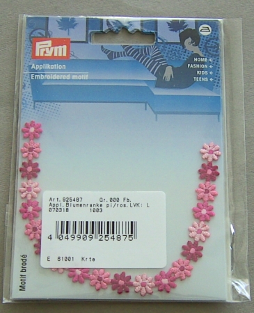 Applikation Blumenranke pink rosa