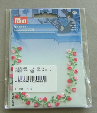 Applikation Blumenranke rot rosa