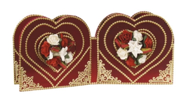 Preview: Stanzbogen mit Goldrand für Prägeboard Miniboox Teddybären und Blumen