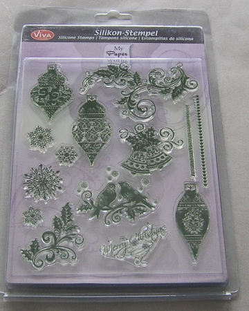 VIVA Decor Transparente Silikon-Stempel "Weihnachtskugeln und Schnörkel"