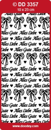 Preview: Stickerbogen 10 x 23 cm "Alles Gute" / "Alles Liebe" gold