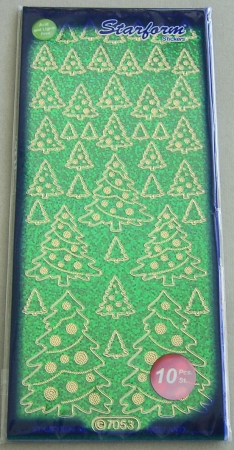 Stickerbogen 10 x 23 cm holografisch Baum Grün