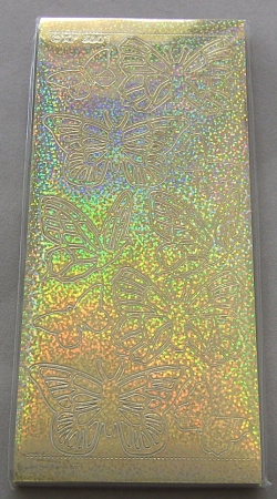 Stickerbogen 10 x 23 cm Schmetterlinge Hologramm gold