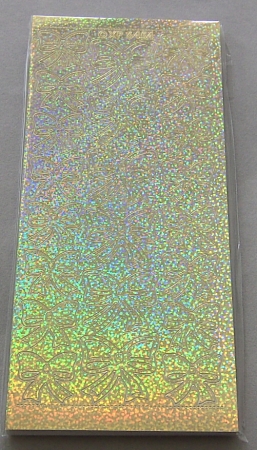 Stickerbogen 10 x 23 cm holografisch Schleifen gold