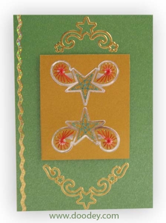 Preview: Stickerbogen 10 x 23 cm transparent Bordüren und Wellen gold