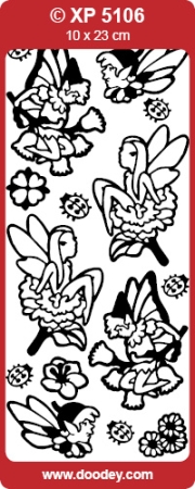 Preview: Stickerbogen 10 x 23 cm Aufkleber Hologramm Garden Fairies purple