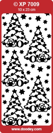 Preview: Stickerbogen 10 x 23 cm Aufkleber Transparent Christmas Tree silber