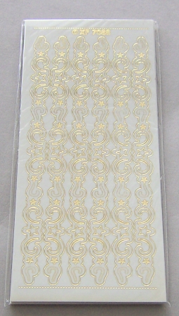 Stickerbogen 10 x 23 cm Aufkleber Transparent Sterne Ornament Bordüre gold