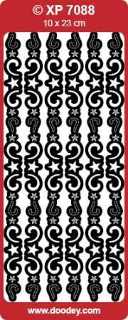 Preview: Stickerbogen 10 x 23 cm Aufkleber Transparent Sterne Ornament Bordüre gold