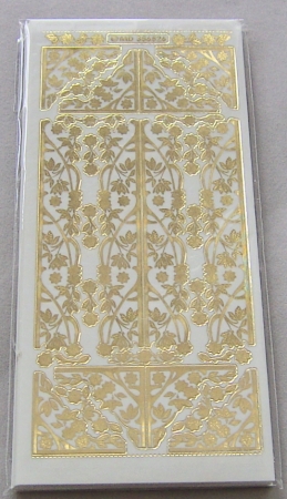 MD Sticker transparent Kanten, Ecken, Blüten gold