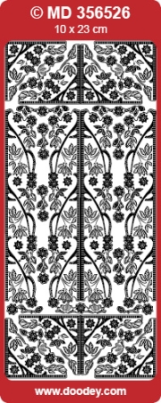 Preview: MD Sticker transparent Kanten, Ecken, Blüten silber