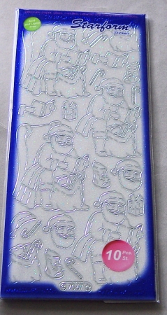 Stickerbogen 10 x 23 cm transparent Weihnachtsmann Glitter silber