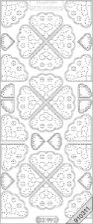 Preview: Stickerbogen 10 x 23 cm Aufkleber Flitter Transparent Ecken gold mit Stickmuster
