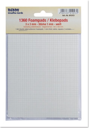 Foam-Pads Klebepads 1.360 Stück 1,0 mm hoch 3 x 3 mm weiss