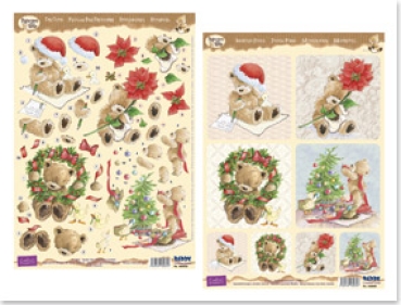 Reddy Cards "Popcorn the Bear" Christmas 3D Stanzbogen Set 2