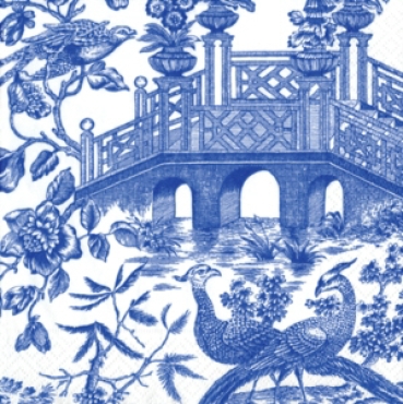Caspari Lunch Serviette pro Stück Blue Chinoiserie toile