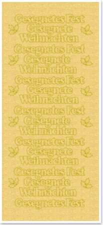 Preview: Stickerbogen 10 x 23 cm "Gesegnetes Fest, Gesegnete Weihnachten" gold-perlmutt-gold