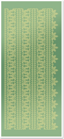 Preview: Stickerbogen 10 x 23 cm Spitzenränder 1, groß Gold-Spiegelfolie grün