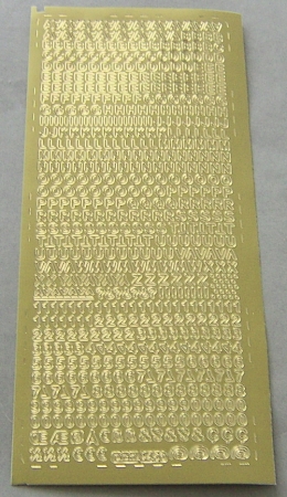 Konturensticker "Buchstaben / Zahlen" gold
