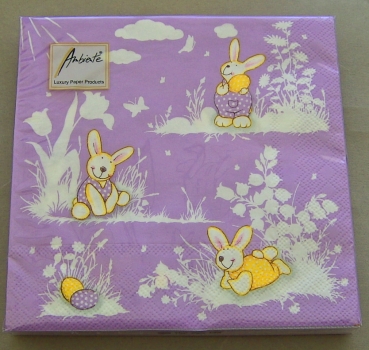 Ambiente Lunch Serviette 33 x 33 cm pro Stück Happy Bunnies lila
