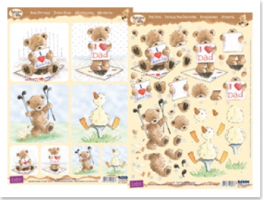 Reddy Cards "Popcorn the Bear" Männerkarte 2 3D Stanzbogen Set
