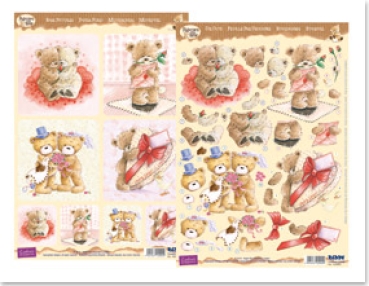 Reddy Cards "Popcorn the Bear" romantisch 1 3D Stanzbogen Set