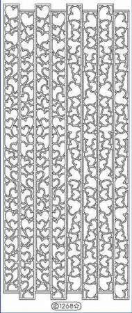 Le Suh Stickerbogen 10 x 23 cm Rahmen Herzen gold