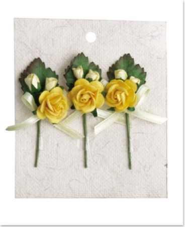 Reddy Cards Rosenbouquet mit Blatt und Schleife gelb
