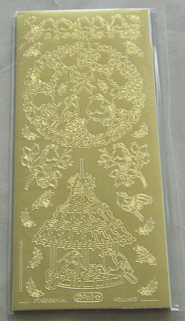 Le Suh Stickerbogen 10 x 23 cm Weihnachtskränze gold