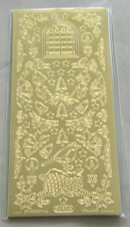 Le Suh Stickerbogen 10 x 23 cm Stern + Fenster + Kränze gold