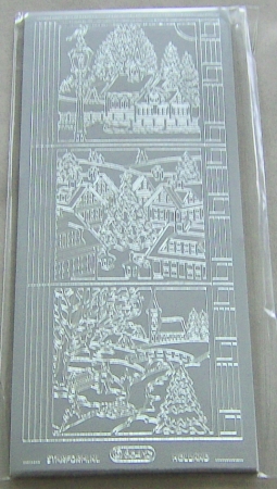 Le Suh Stickerbogen 10 x 23 cm Weihnachtslandschaft silber