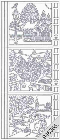 Preview: Le Suh Stickerbogen 10 x 23 cm Weihnachtslandschaft silber