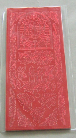 Le Suh Stickerbogen 10 x 23 cm Weihnachtsfenster rot