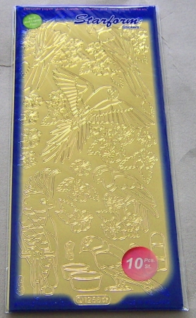 Le Suh Stickerbogen 10 x 23 cm Papagei gold
