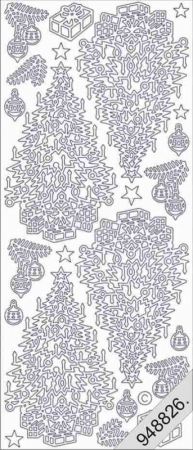 Preview: Le Suh Stickerbogen 10 x 23 cm Weihnachtsbaum silber