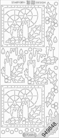 Preview: LeSuh Stickerbogen 10 x 23 cm Transparent Kerzen Glitter Gold