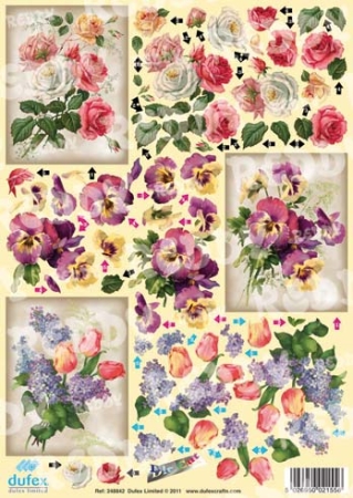 Preview: Reddy Cards Dufex 3 D Stanzbogen Rosen und Tulpen