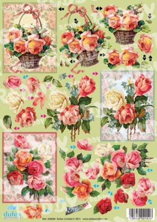 Preview: Reddy Cards Dufex 3 D Stanzbogen Rosenbouquets