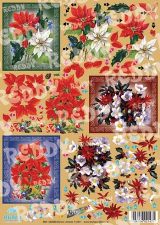 Preview: Reddy Cards Dufex 3 D Stanzbogen Weihnachtsblumen