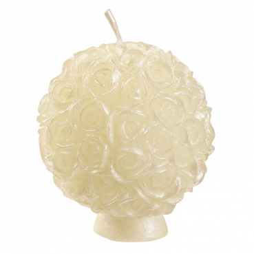 Kerze Rosenkugel 6 cm creme