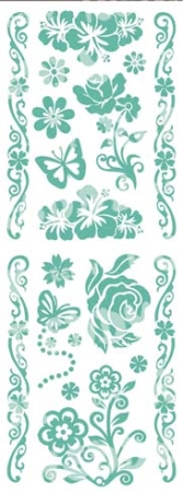 Reddy Cards Rubbel  Glitter-Transfer Blumen und Schmetterlinge 2, türkis