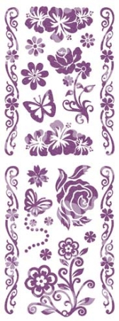 Reddy Cards Rubbel  Glitter-Transfer Blumen und Schmetterlinge 2, lila