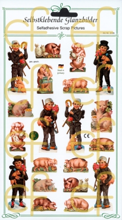 Selbstklebende Glanzbilder Schweine und Schornsteinfeger