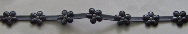 Blumen + Perlen Leder-Imitat 22 mm je Meter schwarz