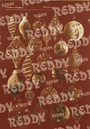 Reddy DeLuxe Stanzbogen Weihnachtskugeln braun, gold laminiert