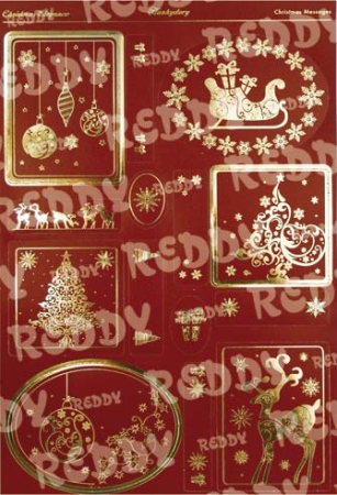 Reddy DeLuxe Stanzbogen Bilder und Schildchen bordeaux, gold laminiert